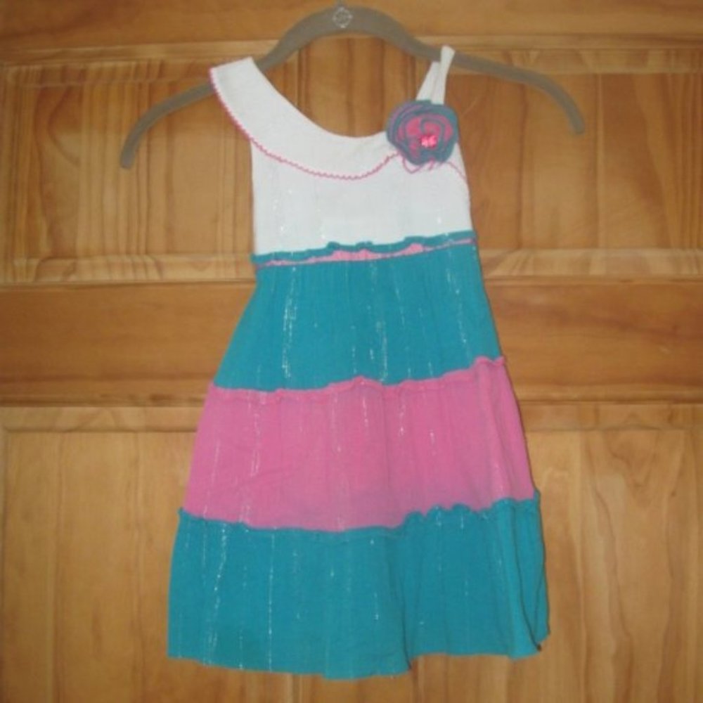 5/$30 Girls Youngland Pink/White/Teal Dress